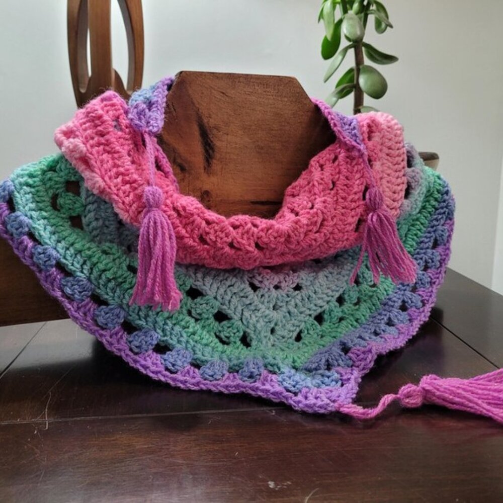 Hand Made OOAK  Crochet Boho Cowl Scarf Neck Warmer, NO Fuss Washer / Dryer Safe